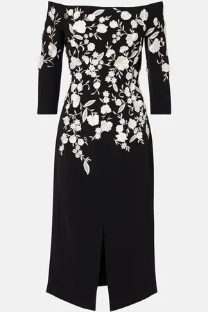 Carolina Herrera Embroidered off-shoulder midi dress