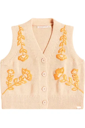 Tiny Cottons Flowers embroidered cotton sweater vest