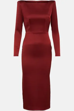 ALEX PERRY Satin crÃªpe midi dress