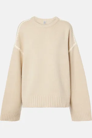 Totême Embroidered wool, cashmere, and cotton sweater
