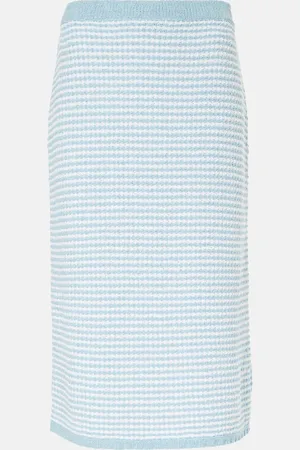 Tory Burch High-rise knitted cotton-blend midi skirt