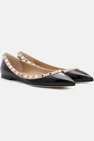 VALENTINO GARAVANI Rockstud patent leather ballet flats