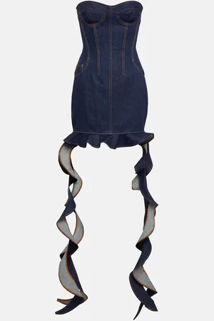 DAVID KOMA Corset denim minidress