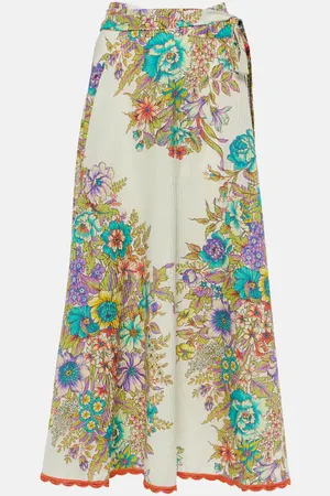 Etro Floral cotton and silk midi skirt