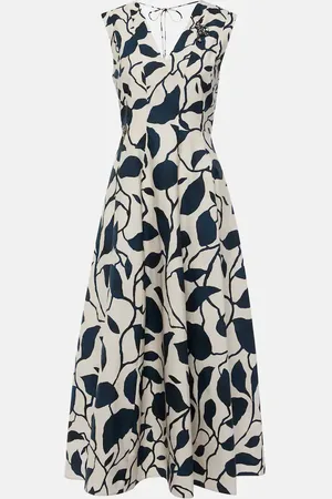 Max Mara Printed cotton poplin midi dress