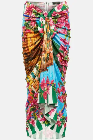 Dolce & Gabbana Portofino ruched silk midi skirt