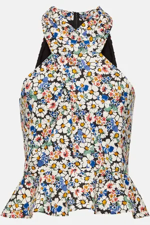 VERONICA BEARD Drey floral cotton halterneck top