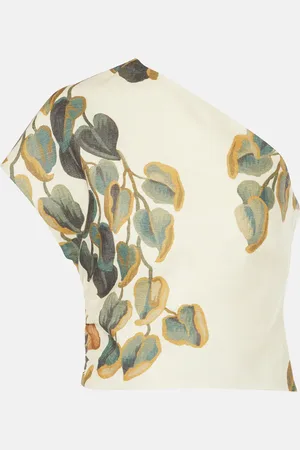 SIR Belletto Asymmetric linen crop top