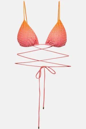 Self-Portrait Embellished bikini top