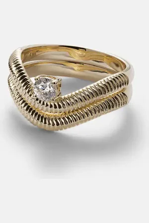 STONE AND STRAND Tina set of two 14kt rings with diamond