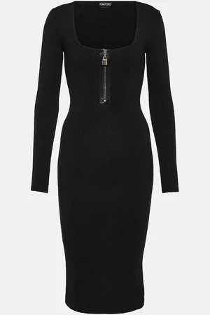 Tom Ford Ribbed-knit wool midi dress