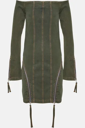 BLUMARINE Off-shoulder denim minidress