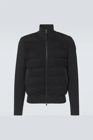 Moncler Padded leather-trimmed wool cardigan