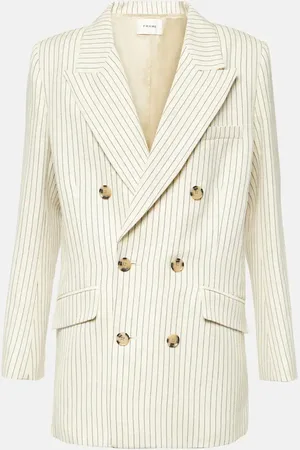 Frame Striped cotton and linen blazer