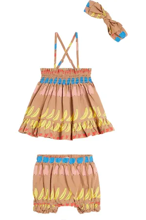 Jelly Mallow Baby Fruit cotton dress, bloomers, and headband set
