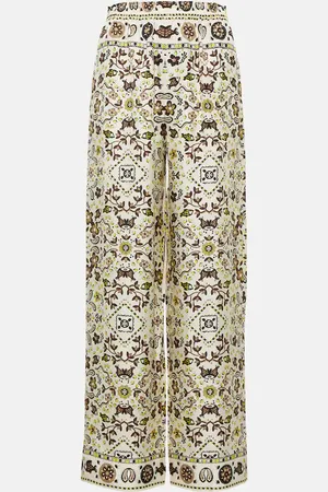 Tory Burch Printed silk wide-leg pants