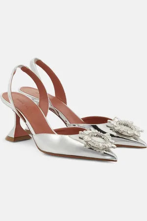 Amina Muaddi Begum 70 mirrored leather slingback pumps