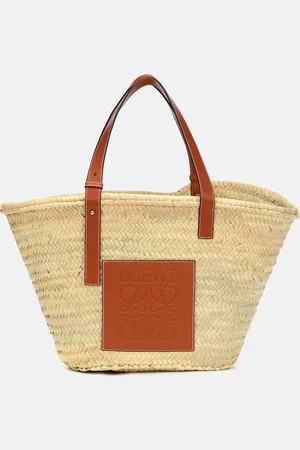 Loewe Large leather-trimmed basket tote