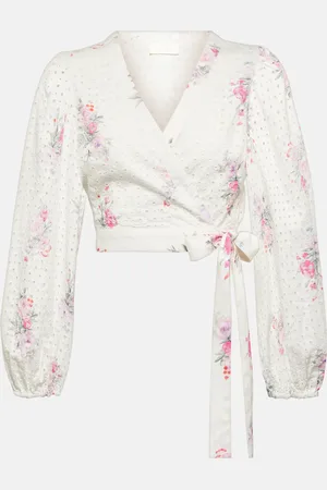 LOVESHACKFANCY Kinza floral cotton crop top