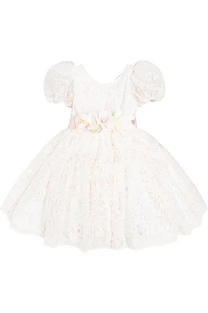 MONNALISA Ludovica embellished puff-sleeve tulle dress
