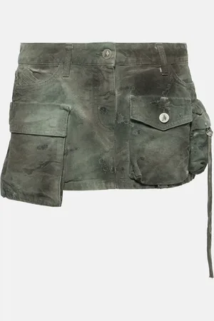 The Attico Low-rise cargo denim miniskirt