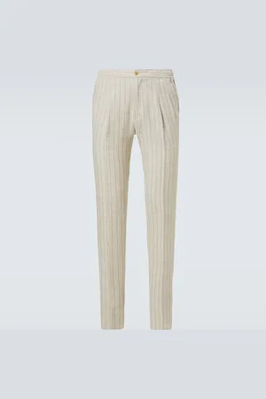 Rubinacci Pinstripe wool and linen straight pants