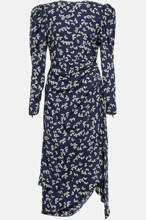 Alessandra Rich Printed silk wrap midi dress