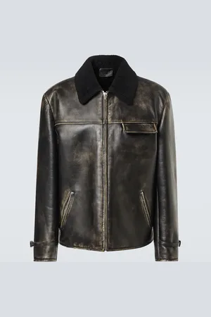 Prada Shearling-trimmed leather jacket