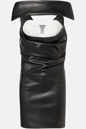 Jean Paul Gaultier Cutout draped leather cocktail dress