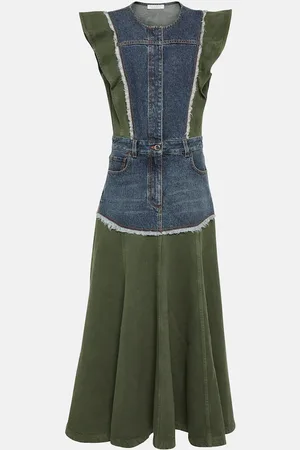 Chloé Denim-paneled midi dress