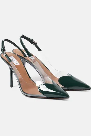 Alaïa Le CÅur 90 patent leather and PU slingback pumps