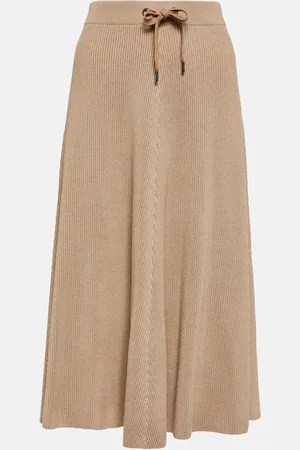 Brunello Cucinelli High-rise cotton midi skirt