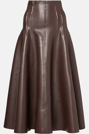 Norma Kamali High-rise faux leather midi skirt
