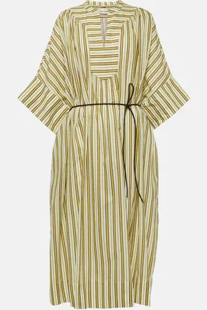 YVES SALOMON Striped cotton midi dress