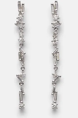 Suzanne Kalan Classic 18kt white gold drop earrings with diamonds