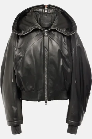 The Attico Oversized leather bomber jacket