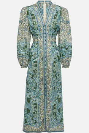 ZIMMERMANN Ottie Plunge paisley linen midi dress