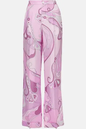 Puccini Orchidee silk twill wide-leg pants