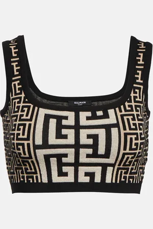 Balmain Monogram jacquard crop top