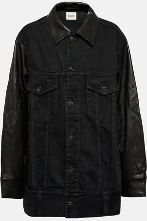 Khaite Grizzo leather-trimmed denim jacket