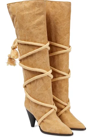 Isabel Marant Lophie canvas knee-high boots