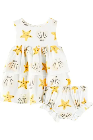 FÁBULA Baby printed cotton-blend dress and bloomers set