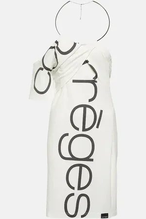Courrèges Logo off-shoulder cotton minidress