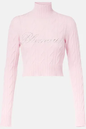 BLUMARINE Logo cropped wool and cashmere sweater