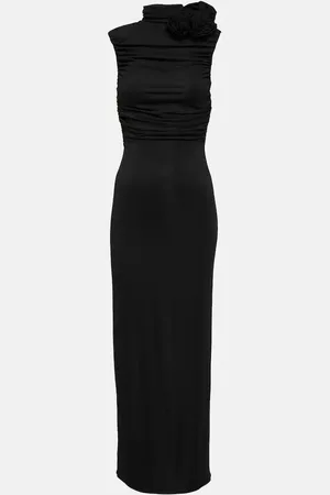 MAGDA BUTRYM Floral-appliquÃ© ruched maxi dress