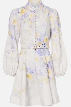 ZIMMERMANN Floral balloon-sleeve linen minidress
