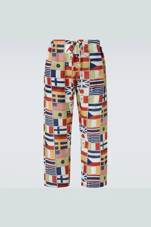 BODE International printed linen straight pants
