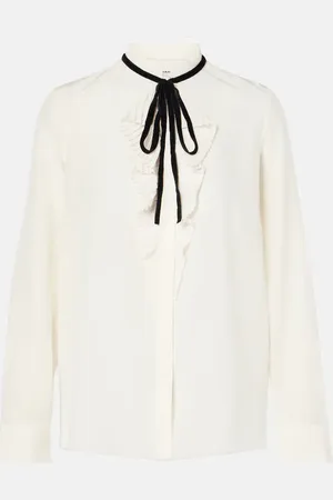 Frame Ruffled tie-neck silk blouse