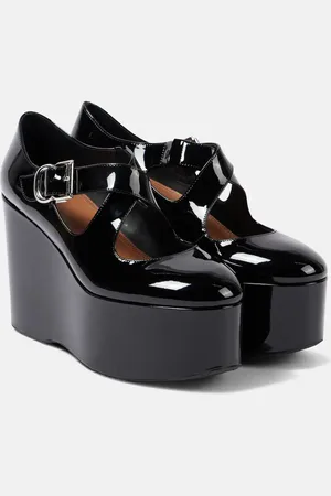 Alaïa Criss Cross patent leather wedges
