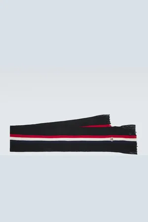 Moncler Striped ribbed-knit wool scarf